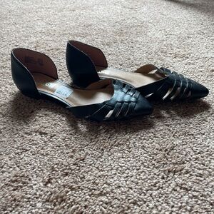 Brash black woven flats shoe